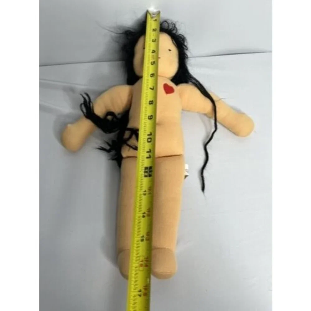 Sara McDonald Waldorf Lily Doll Black Eyes Long Black Mohair Hearth Song Heart